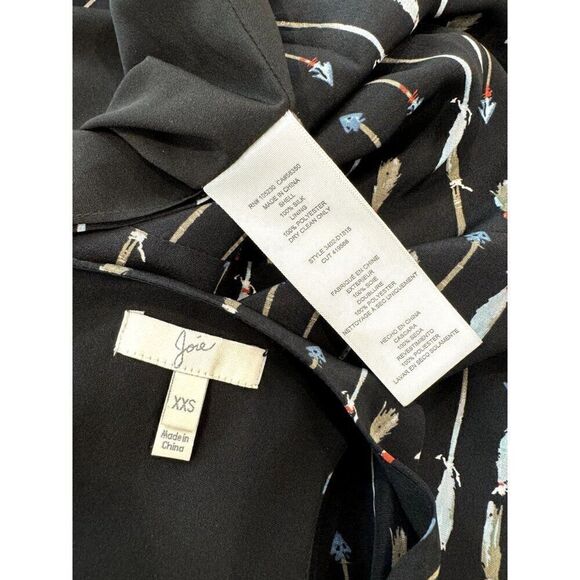 Joie Arianna Silk Feather Arrow Racerback Dress in Black Size XXS - Picture 5 of 5